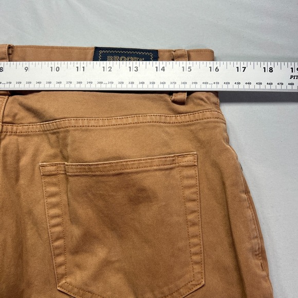 Brooks Brothers Chino Pants Mens 33x30 Slim Fit Brown Flat Front Travel Stretch - Picture 10 of 11